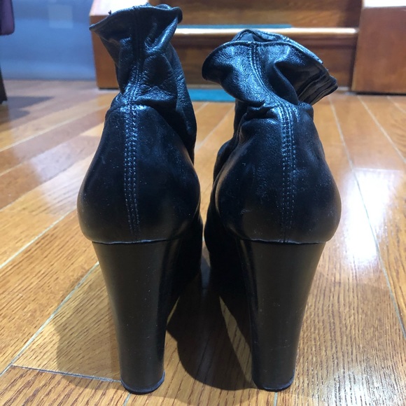 Celine Black Leather Boots Size 37.5 - Picture 3 of 5